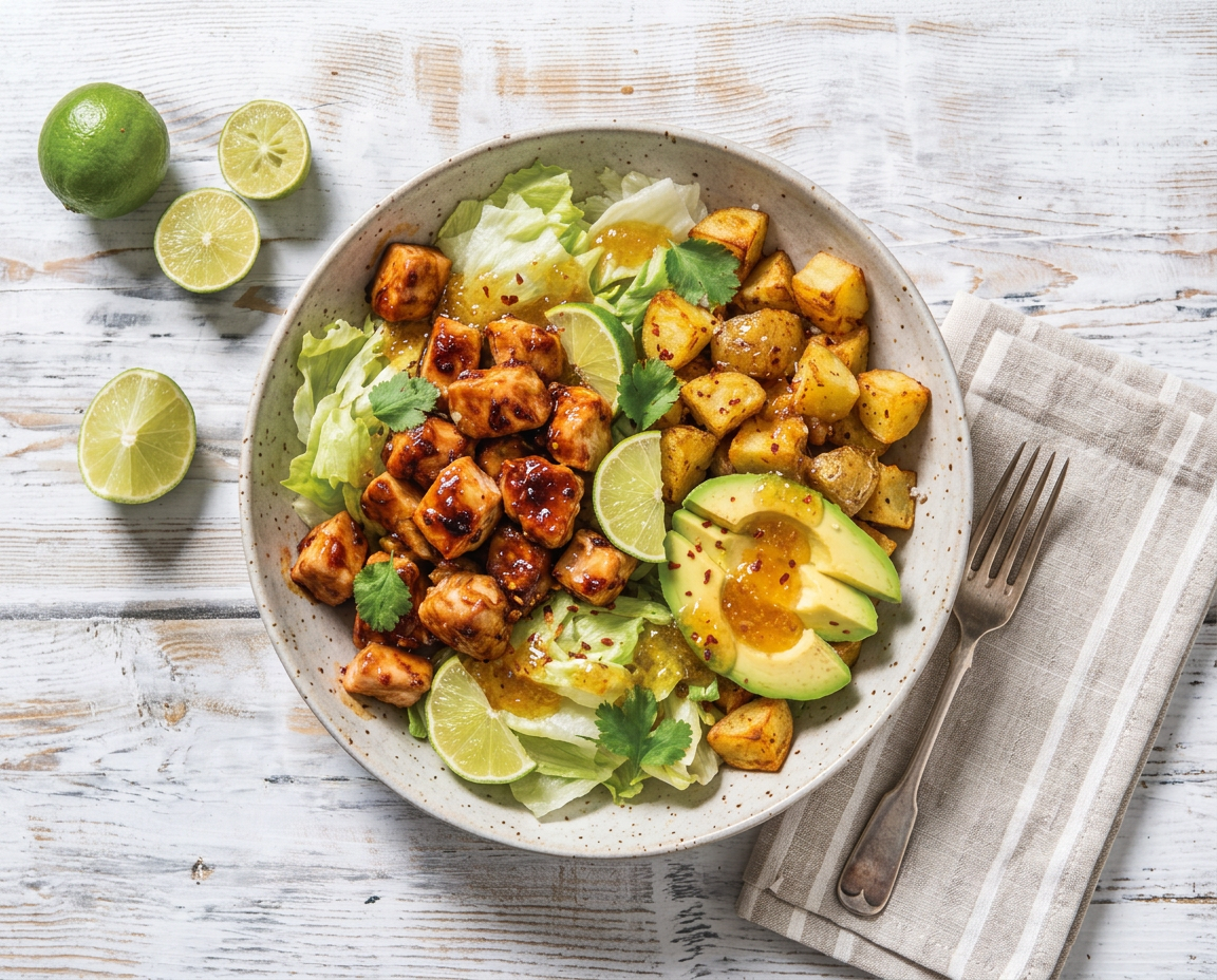 Sticky Hot Honey Chicken & Crispy Potato Salad