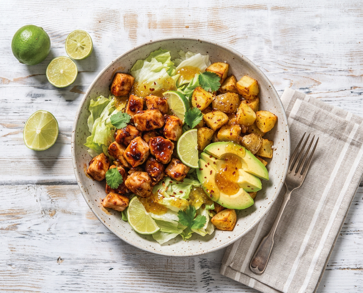 Sticky Hot Honey Chicken & Crispy Potato Salad
