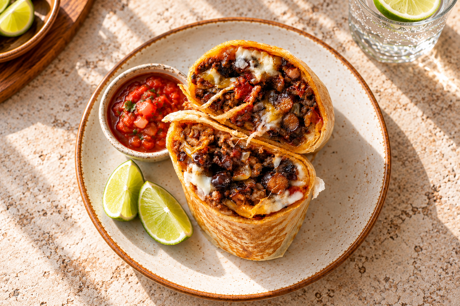 Simply Cheesy Beef & Bean Burritos
