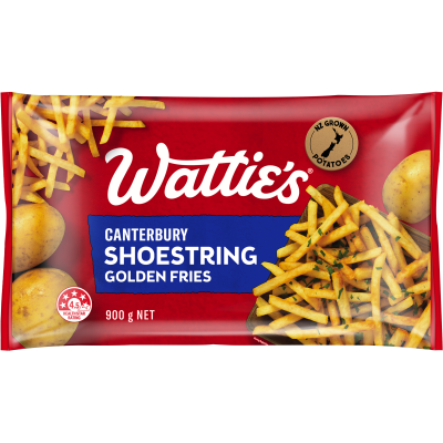 Watties Shoestring Golden Fries 900g | Auckland Grocery Delivery Get Watties Shoestring Golden Fries 900g delivered to your doorstep by your local Auckland grocery delivery. Shop Paddock To Pantry. Convenient online food shopping in NZ | Grocery Delivery Auckland | Grocery Delivery Nationwide | Fruit Baskets NZ | Online Food Shopping NZ Crispy, golden Wattie’s® Shoestring Fries made with NZ potatoes & canola oil. Low in saturated fat with convenient online grocery delivery NZ.