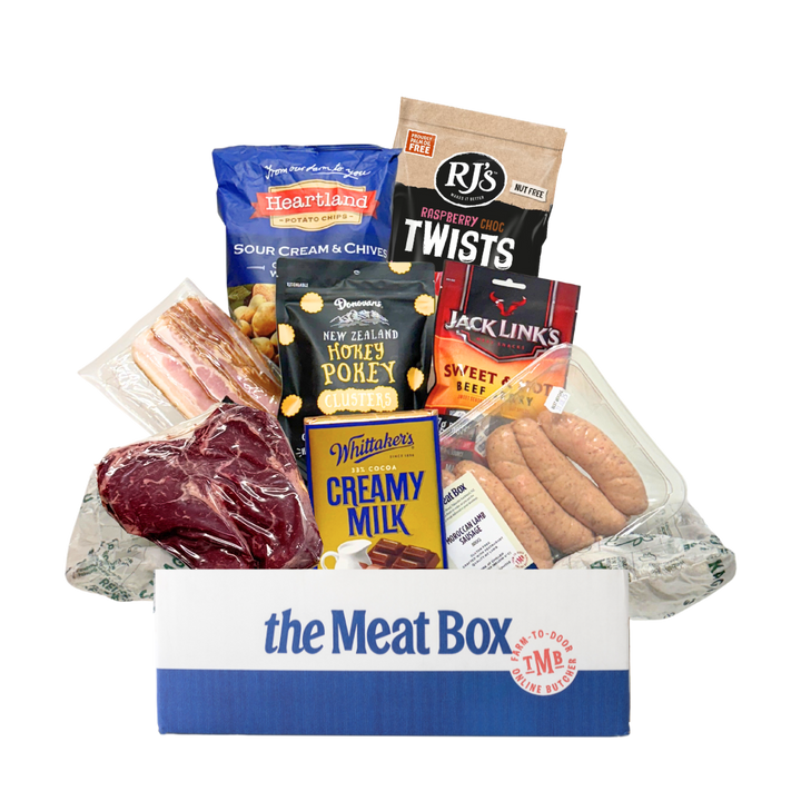 Rad Dad Box with Wagyu Beef Scotch | Auckland Grocery Delivery Get Rad Dad Box with Wagyu Beef Scotch delivered to your doorstep by your local Auckland grocery delivery. Shop Paddock To Pantry. Convenient online food shopping in NZ | Grocery Delivery Auckland | Grocery Delivery Nationwide | Fruit Baskets NZ | Online Food Shopping NZ The Rad Dad with Wagyu Meat Box is the Ultimate Meat Lover Gift Box. Filled with premium Meat, treats, Chocolate & more. Fathers Day Gift Box Delivery NZ.