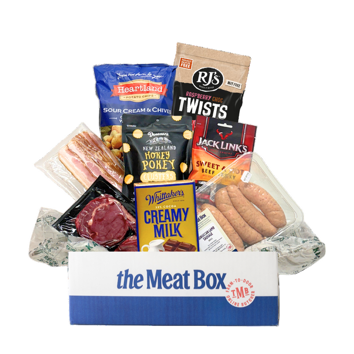 Rad Dad Box with Wagyu Beef Scotch | Auckland Grocery Delivery Get Rad Dad Box with Wagyu Beef Scotch delivered to your doorstep by your local Auckland grocery delivery. Shop Paddock To Pantry. Convenient online food shopping in NZ | Grocery Delivery Auckland | Grocery Delivery Nationwide | Fruit Baskets NZ | Online Food Shopping NZ The Rad Dad with Wagyu Meat Box is the Ultimate Meat Lover Gift Box. Filled with premium Meat, treats, Chocolate & more. Fathers Day Gift Box Delivery NZ.