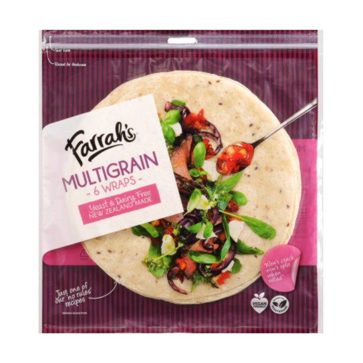 Farrah's Multigrain Wraps 6pk Farrah’s Multigrain Wraps 6pk. Soft, versatile wraps with multigrain goodness for lunches and easy meals — shop groceries online with NZ grocery delivery.