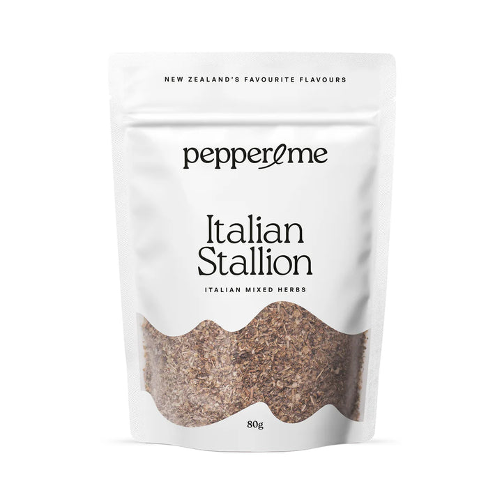 Pepper & Me - Italian Stallion 80g | Auckland Grocery Delivery Get Pepper & Me - Italian Stallion 80g delivered to your doorstep by your local Auckland grocery delivery. Shop Paddock To Pantry. Convenient online food shopping in NZ | Grocery Delivery Auckland | Grocery Delivery Nationwide | Fruit Baskets NZ | Online Food Shopping NZ Get Pepper & Me's Italian Stallion Herb blend delivered to your door 7 days in Auckland and NZ Wide overnight with Paddock To Pantry's Grocery Delivery.