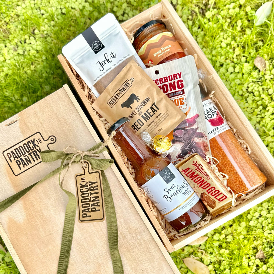 Meat & Eat Gift Basket | Auckland Grocery Delivery Get Meat & Eat Gift Basket delivered to your doorstep by your local Auckland grocery delivery. Shop Paddock To Pantry. Convenient online food shopping in NZ | Grocery Delivery Auckland | Grocery Delivery Nationwide | Fruit Baskets NZ | Online Food Shopping NZ If they are a meat lover than this gift basket is perfect, especially as a Father's Day Gift! Filled with seasonings, rubs and chocolate. Afterpay & Laybuy.