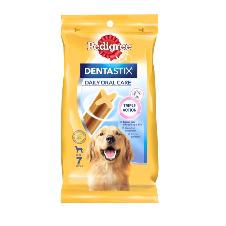 Pedigree Dentastix Large Dog Daily Dental Care Treats 270g | Auckland Grocery Delivery Get Pedigree Dentastix Large Dog Daily Dental Care Treats 270g delivered to your doorstep by your local Auckland grocery delivery. Shop Paddock To Pantry. Convenient online food shopping in NZ | Grocery Delivery Auckland | Grocery Delivery Nationwide | Fruit Baskets NZ | Online Food Shopping NZ Pedigree Dentastix for large dogs. Reduces tartar by up to 80%, supports gum health, no artificial additives. Affordable NZ-wide 