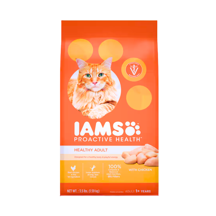Iams Proactive Health Adult Dry Chicken Cat Food 1.59kg | Auckland Grocery Delivery Get Iams Proactive Health Adult Dry Chicken Cat Food 1.59kg delivered to your doorstep by your local Auckland grocery delivery. Shop Paddock To Pantry. Convenient online food shopping in NZ | Grocery Delivery Auckland | Grocery Delivery Nationwide | Fruit Baskets NZ | Online Food Shopping NZ IAMS Healthy Adult Dry Cat Food with chicken. Real chicken, prebiotics & fibre support digestion. Complete nutrition for happy, healthy