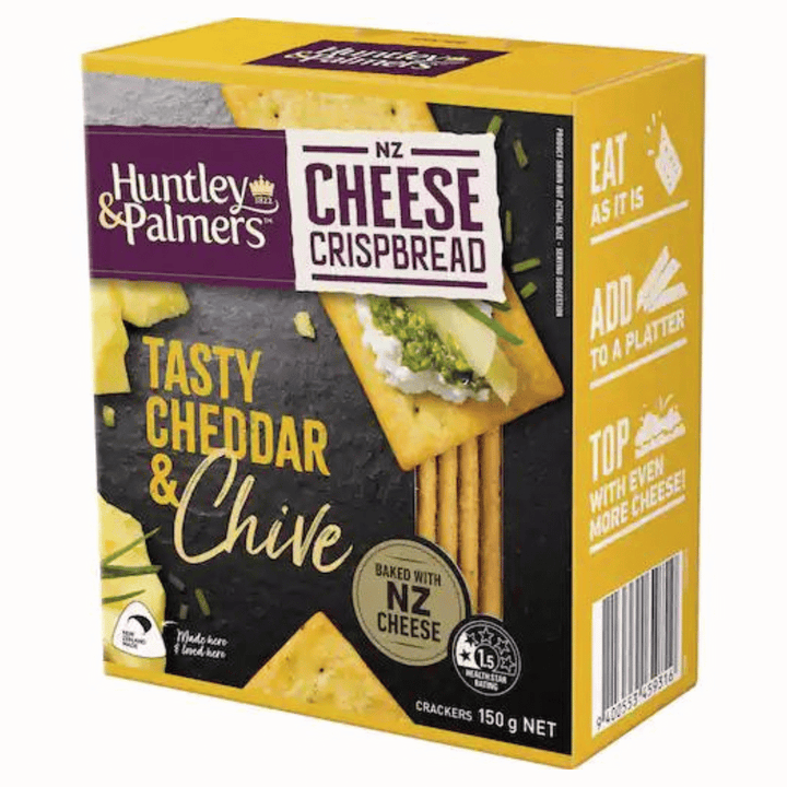 H&P Cheese Crispbread Chive | Auckland Grocery Delivery Get H&P Cheese Crispbread Chive delivered to your doorstep by your local Auckland grocery delivery. Shop Paddock To Pantry. Convenient online food shopping in NZ | Grocery Delivery Auckland | Grocery Delivery Nationwide | Fruit Baskets NZ | Online Food Shopping NZ H&P Cheese Crisp-bread Chive 150g Indulge in the savoury goodness of H&P Cheese Crisp-bread Chive. Available for delivery to your doorstep with Paddock To Pantry’s Auckland Grocery Delivery. 