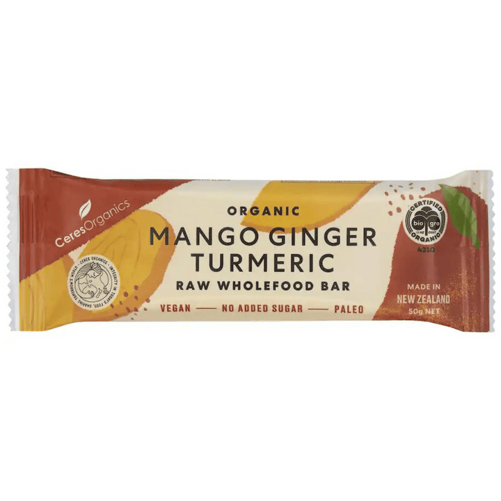 Ceres Organics Raw Wholefood Bar - Mango Ginger Tumeric | Auckland Grocery Delivery Get Ceres Organics Raw Wholefood Bar - Mango Ginger Tumeric delivered to your doorstep by your local Auckland grocery delivery. Shop Paddock To Pantry. Convenient online food shopping in NZ | Grocery Delivery Auckland | Grocery Delivery Nationwide | Fruit Baskets NZ | Online Food Shopping NZ Ceres Organic Raw Mango Ginger Turmeric Bar delivered to your doorstep with Auckland grocery delivery from Paddock To Pantry. 