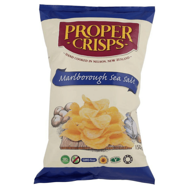 Proper Crisps Marlborough Sea Salt 150g | Auckland Grocery Delivery Get Proper Crisps Marlborough Sea Salt 150g delivered to your doorstep by your local Auckland grocery delivery. Shop Paddock To Pantry. Convenient online food shopping in NZ | Grocery Delivery Auckland | Grocery Delivery Nationwide | Fruit Baskets NZ | Online Food Shopping NZ PC Marlborough Sea Salt 150g Premium-quality chips made with locally sourced potatoes from Marlborough, seasoned with authentic sea salt for a classic and satisfying s