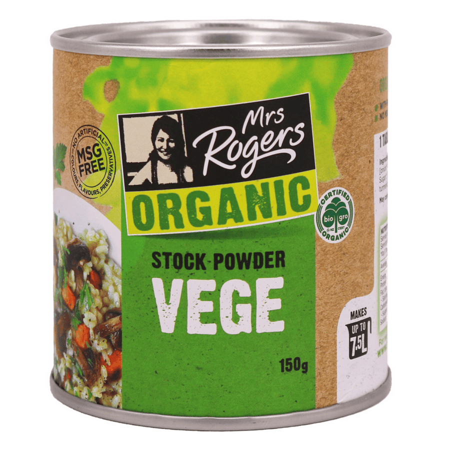 Mrs Rogers Organic Vege Stock Powder | Auckland Grocery Delivery Get Mrs Rogers Organic Vege Stock Powder delivered to your doorstep by your local Auckland grocery delivery. Shop Paddock To Pantry. Convenient online food shopping in NZ | Grocery Delivery Auckland | Grocery Delivery Nationwide | Fruit Baskets NZ | Online Food Shopping NZ Grocery delivery 7 days in Auckland & overnight NZ wide. Get free grocery delivery when you spend over $125. Paddock To Pantry delivers groceries NZ wide. 