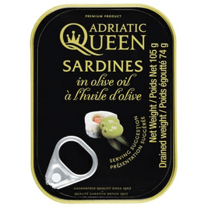 Adriatic Queen sardines in Olive Oil | Auckland Grocery Delivery Get Adriatic Queen sardines in Olive Oil delivered to your doorstep by your local Auckland grocery delivery. Shop Paddock To Pantry. Convenient online food shopping in NZ | Grocery Delivery Auckland | Grocery Delivery Nationwide | Fruit Baskets NZ | Online Food Shopping NZ Grocery delivery 7 days in Auckland & overnight NZ wide. Get free grocery delivery when you spend over $125. Paddock To Pantry delivers groceries, fruit baskets, gift basket