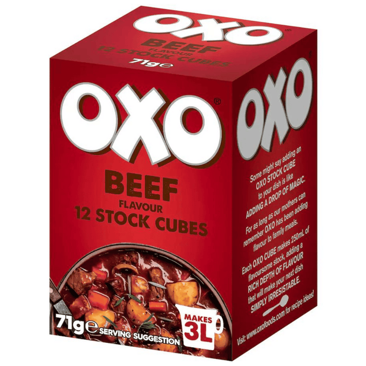 OXO beef cubes 12 Pack 71g | Auckland Grocery Delivery Get OXO beef cubes 12 Pack 71g delivered to your doorstep by your local Auckland grocery delivery. Shop Paddock To Pantry. Convenient online food shopping in NZ | Grocery Delivery Auckland | Grocery Delivery Nationwide | Fruit Baskets NZ | Online Food Shopping NZ OXO Beef Cubes Stock 71g Available for delivery to your doorstep with Paddock To Pantry’s Nationwide Grocery Delivery. Online shopping made easy in NZ