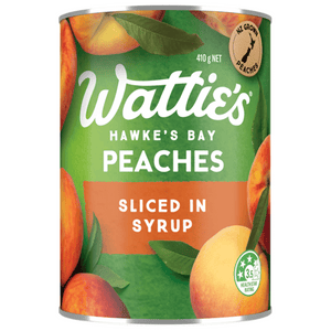 Watties Peaches in Syrup 410g | Auckland Grocery Delivery Get Watties Peaches in Syrup 410g delivered to your doorstep by your local Auckland grocery delivery. Shop Paddock To Pantry. Convenient online food shopping in NZ | Grocery Delivery Auckland | Grocery Delivery Nationwide | Fruit Baskets NZ | Online Food Shopping NZ Watties Peaches in Syrup 410g delivered to your door 7 days in Auckland and NZ wide overnight with Paddock To Pantry. | Free delivery on orders over $125. 