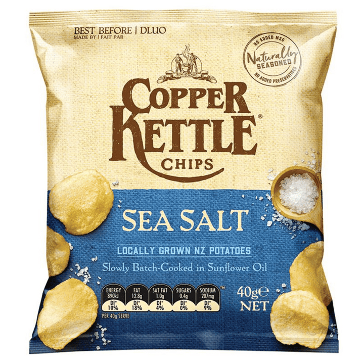 BB copper kettle sea salt 40g | Auckland Grocery Delivery Get BB copper kettle sea salt 40g delivered to your doorstep by your local Auckland grocery delivery. Shop Paddock To Pantry. Convenient online food shopping in NZ | Grocery Delivery Auckland | Grocery Delivery Nationwide | Fruit Baskets NZ | Online Food Shopping NZ Copper Kettle Sea Salt 40g Available for delivery to your doorstep with Paddock To Pantry’s Nationwide Grocery Delivery. Online shopping made easy in NZ