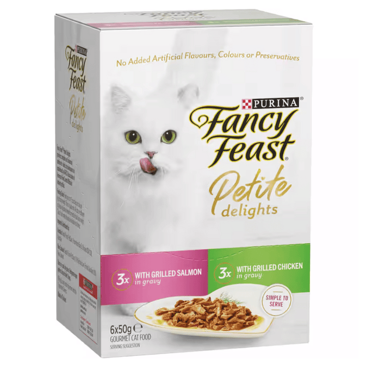 Purina Fancy Feast Petite Delight salmon & chicken 300g | Auckland Grocery Delivery Get Purina Fancy Feast Petite Delight salmon & chicken 300g delivered to your doorstep by your local Auckland grocery delivery. Shop Paddock To Pantry. Convenient online food shopping in NZ | Grocery Delivery Auckland | Grocery Delivery Nationwide | Fruit Baskets NZ | Online Food Shopping NZ Fancy Feast Petite Delight Salmon & Chicken Paddock To Pantry delivers groceries, nz wide 7 days a week with Auckland delivery 7 days.