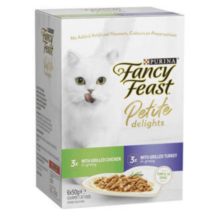 Purina Fancy Feast Petite Delight Chicken & Turkey 300g | Auckland Grocery Delivery Get Purina Fancy Feast Petite Delight Chicken & Turkey 300g delivered to your doorstep by your local Auckland grocery delivery. Shop Paddock To Pantry. Convenient online food shopping in NZ | Grocery Delivery Auckland | Grocery Delivery Nationwide | Fruit Baskets NZ | Online Food Shopping NZ Purina Fancy Feast Petite Delight Chicken & Turkey Available for delivery to your doorstep with Paddock To Pantry’s Nationwide Grocery 