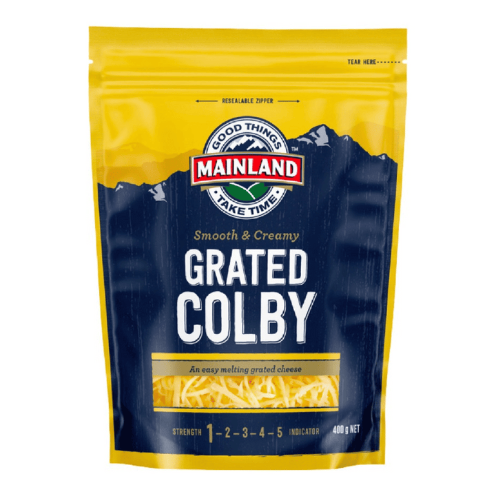 Mainland Grated Colby 400g | Auckland Grocery Delivery Get Mainland Grated Colby 400g delivered to your doorstep by your local Auckland grocery delivery. Shop Paddock To Pantry. Convenient online food shopping in NZ | Grocery Delivery Auckland | Grocery Delivery Nationwide | Fruit Baskets NZ | Online Food Shopping NZ Mainland Grated Colby Cheese 400g. Creamy Cheese for every meal. Delivered at your convenience with Paddock to Pantry NZ nationwide delivery.