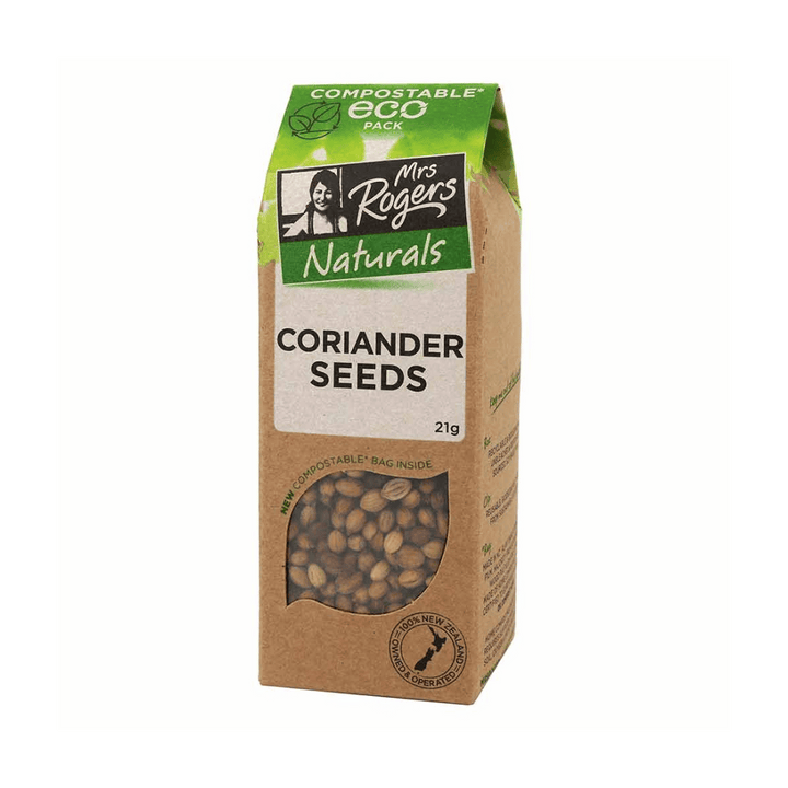 Mrs Rogers Coriander seeds 21g | Auckland Grocery Delivery Get Mrs Rogers Coriander seeds 21g delivered to your doorstep by your local Auckland grocery delivery. Shop Paddock To Pantry. Convenient online food shopping in NZ | Grocery Delivery Auckland | Grocery Delivery Nationwide | Fruit Baskets NZ | Online Food Shopping NZ Mrs Rogers Coriander Seeds 21g Coriander seeds add a citrusy and slightly sweet flavor to your dishes. Get delivered with Paddock to Pantry