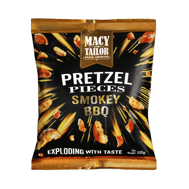 Macy & Tailor Pretzel Pieces Smokey BBQ | Auckland Grocery Delivery Get Macy & Tailor Pretzel Pieces Smokey BBQ delivered to your doorstep by your local Auckland grocery delivery. Shop Paddock To Pantry. Convenient online food shopping in NZ | Grocery Delivery Auckland | Grocery Delivery Nationwide | Fruit Baskets NZ | Online Food Shopping NZ Oven Baked Pretzel Chunks/Pieces sprinkled with Smokey BBQ flavouring, these pretzel pieces are the perfect snack. Online shopping made easy in NZ