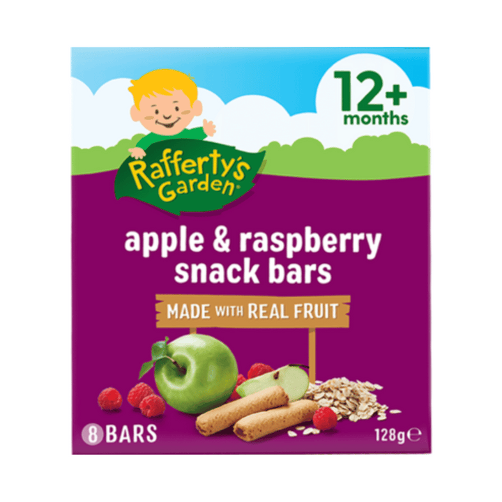 Raffertys Snack Bars 12+Months Apple & Raspberry | Auckland Grocery Delivery Get Raffertys Snack Bars 12+Months Apple & Raspberry delivered to your doorstep by your local Auckland grocery delivery. Shop Paddock To Pantry. Convenient online food shopping in NZ | Grocery Delivery Auckland | Grocery Delivery Nationwide | Fruit Baskets NZ | Online Food Shopping NZ Raffertys Snack Bars 12+ Months Apple & Raspberry 8 Bars - 128g Made with real fruit. Get all your babys needs at your convience with nationwide ship