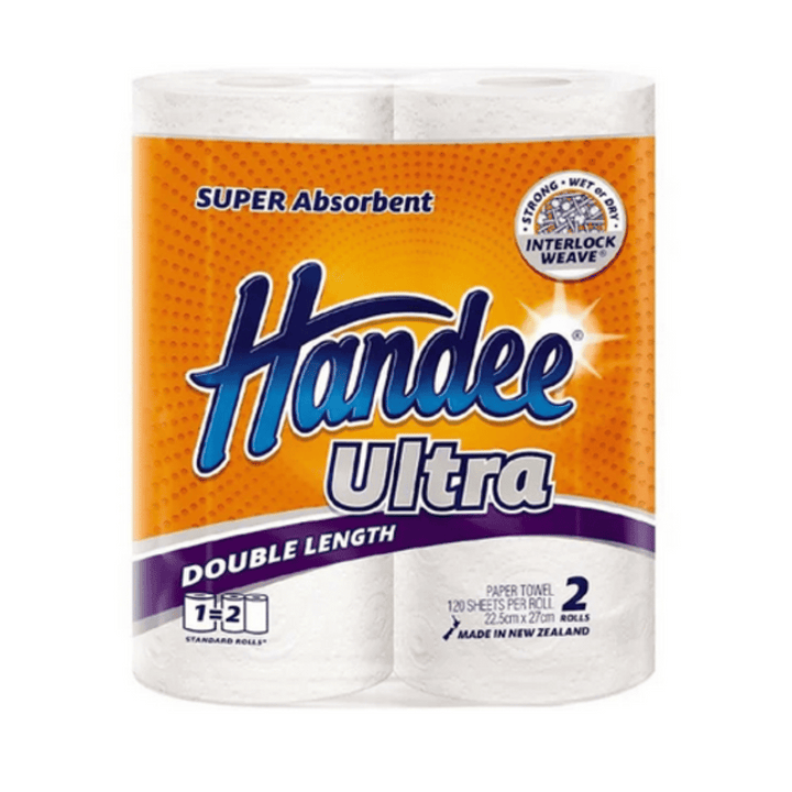 Handee Paper Towels 2pk | Auckland Grocery Delivery Get Handee Paper Towels 2pk delivered to your doorstep by your local Auckland grocery delivery. Shop Paddock To Pantry. Convenient online food shopping in NZ | Grocery Delivery Auckland | Grocery Delivery Nationwide | Fruit Baskets NZ | Online Food Shopping NZ Handee Paper Towels selected fibres within the paper towel are made to interlock, creating greater strength and a sponge-like structure for maximum absorption.