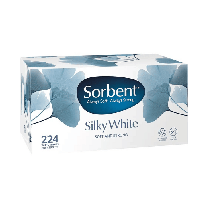 Sorbent Silky White 224 Tissue | Auckland Grocery Delivery Get Sorbent Silky White 224 Tissue delivered to your doorstep by your local Auckland grocery delivery. Shop Paddock To Pantry. Convenient online food shopping in NZ | Grocery Delivery Auckland | Grocery Delivery Nationwide | Fruit Baskets NZ | Online Food Shopping NZ Sorbent Silky White Facial Tissues are soft premium 2 ply facial tissues. Larger size for convenience. Get health and beauty items from Paddock to Pantry. 