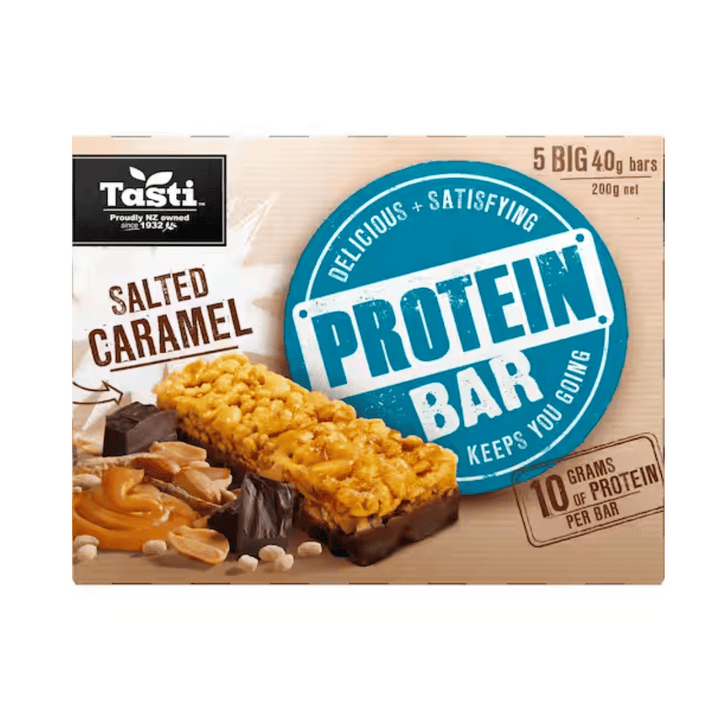 Tasti Salted Caramel Protein Bar 5pk | Auckland Grocery Delivery Get Tasti Salted Caramel Protein Bar 5pk delivered to your doorstep by your local Auckland grocery delivery. Shop Paddock To Pantry. Convenient online food shopping in NZ | Grocery Delivery Auckland | Grocery Delivery Nationwide | Fruit Baskets NZ | Online Food Shopping NZ 