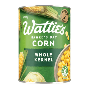 Watties Whole Kernel Corn 300g | Auckland Grocery Delivery Get Watties Whole Kernel Corn 300g delivered to your doorstep by your local Auckland grocery delivery. Shop Paddock To Pantry. Convenient online food shopping in NZ | Grocery Delivery Auckland | Grocery Delivery Nationwide | Fruit Baskets NZ | Online Food Shopping NZ Watties Whole Kernel Corn grown in Hawke's Bay. Wattie’s Corn Whole Kernel is a versatile pantry ingredient for pies, salads, tacos and pasta dishes