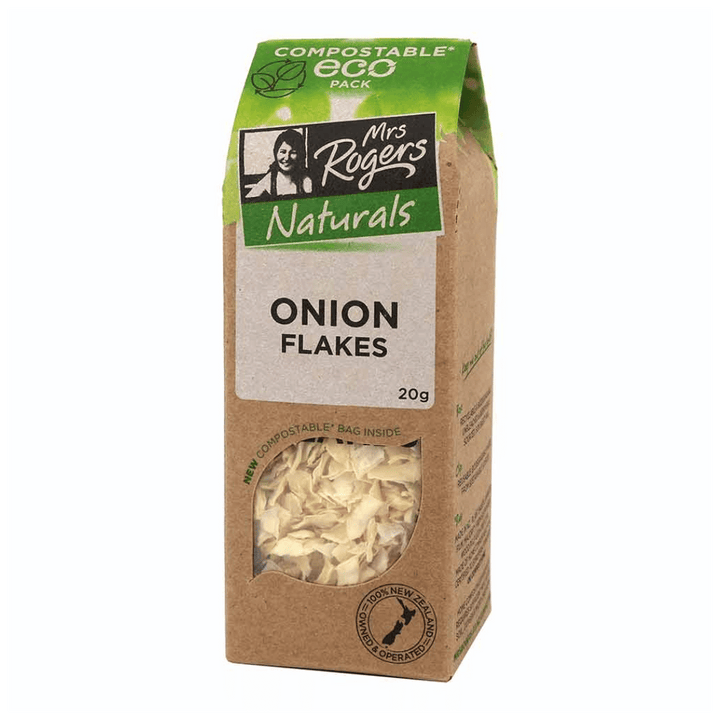 Mrs Rogers Onion Flakes 20g | Auckland Grocery Delivery Get Mrs Rogers Onion Flakes 20g delivered to your doorstep by your local Auckland grocery delivery. Shop Paddock To Pantry. Convenient online food shopping in NZ | Grocery Delivery Auckland | Grocery Delivery Nationwide | Fruit Baskets NZ | Online Food Shopping NZ Mrs Rogers Onion Flakes 20g Dried onion adds a savoury richness and depth of flavour to dishes. Herbs and Seasonings delivered to your door.