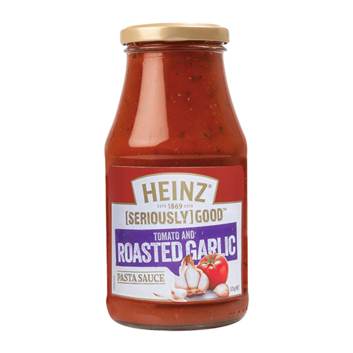 Heinz Seriously Good Tomato and Garlic Pasta Sauce 510g | Auckland Grocery Delivery Get Heinz Seriously Good Tomato and Garlic Pasta Sauce 510g delivered to your doorstep by your local Auckland grocery delivery. Shop Paddock To Pantry. Convenient online food shopping in NZ | Grocery Delivery Auckland | Grocery Delivery Nationwide | Fruit Baskets NZ | Online Food Shopping NZ Heinz Tomato and Garlic Pasta Sauce. This pasta sauce with delicious oven-roasted garlic is perfect in pasta, lasagne or on a homemade 