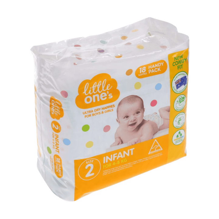 Little Ones Infant Size 2. 4-8 kg's | Auckland Grocery Delivery Get Little Ones Infant Size 2. 4-8 kg's delivered to your doorstep by your local Auckland grocery delivery. Shop Paddock To Pantry. Convenient online food shopping in NZ | Grocery Delivery Auckland | Grocery Delivery Nationwide | Fruit Baskets NZ | Online Food Shopping NZ Little Ones Infant Size 2. 4-8 kg's Little one's is a great quality and value baby care range which has been designed to keep your baby comfortable and dry.