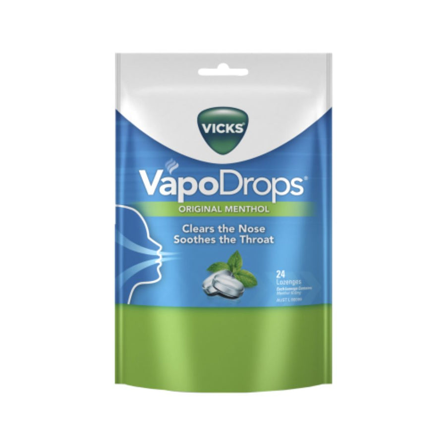 VapoDrops Original Menthol 24p | Auckland Grocery Delivery Get VapoDrops Original Menthol 24p delivered to your doorstep by your local Auckland grocery delivery. Shop Paddock To Pantry. Convenient online food shopping in NZ | Grocery Delivery Auckland | Grocery Delivery Nationwide | Fruit Baskets NZ | Online Food Shopping NZ Experience the luxury of VapoDrops, the premium menthol lozenges that quickly relieve sore throats and stuffy noses. 