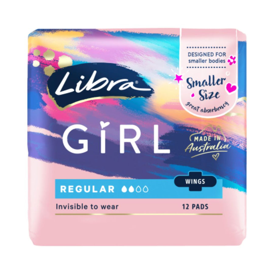 Libra Girl Regular 12pads small size | Auckland Grocery Delivery Get Libra Girl Regular 12pads small size delivered to your doorstep by your local Auckland grocery delivery. Shop Paddock To Pantry. Convenient online food shopping in NZ | Grocery Delivery Auckland | Grocery Delivery Nationwide | Fruit Baskets NZ | Online Food Shopping NZ Introducing Libra Girl Regular, the perfectly sized pad for smaller bodies. With its unique BodyFit® shape and curved wings, it hugs your contours.