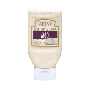 Heinz Seriously Good Aioli Squeezy 295ml | Auckland Grocery Delivery Get Heinz Seriously Good Aioli Squeezy 295ml delivered to your doorstep by your local Auckland grocery delivery. Shop Paddock To Pantry. Convenient online food shopping in NZ | Grocery Delivery Auckland | Grocery Delivery Nationwide | Fruit Baskets NZ | Online Food Shopping NZ Heinz Seriously Good Aioli Squeezy 295ml provides a creamy and garlicky flavor perfect for sandwiches, burgers, and dipping. 