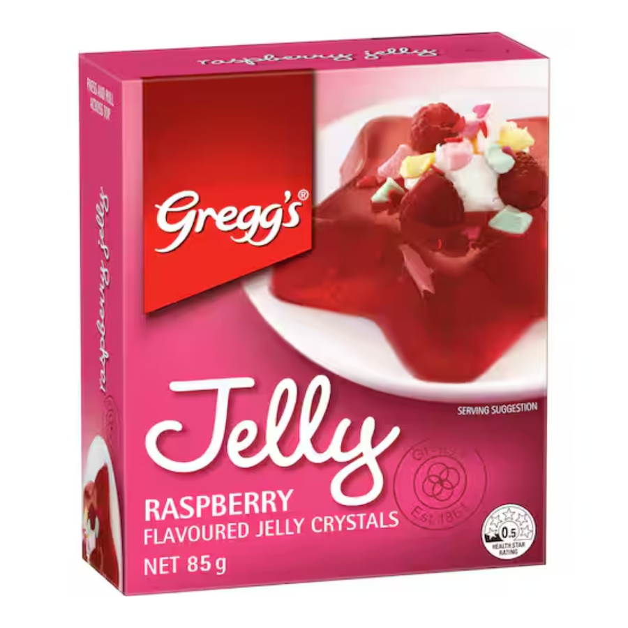 Greggs Raspberry Jelly | Auckland Grocery Delivery Get Greggs Raspberry Jelly delivered to your doorstep by your local Auckland grocery delivery. Shop Paddock To Pantry. Convenient online food shopping in NZ | Grocery Delivery Auckland | Grocery Delivery Nationwide | Fruit Baskets NZ | Online Food Shopping NZ Greggs Raspberry Jelly contains flavoured jelly crystals. Simply mix with boiling water, stir well until dissolved and then refrigerate to set.