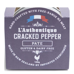 L'authentique Cracked Pepper Pate | Auckland Grocery Delivery Get L'authentique Cracked Pepper Pate delivered to your doorstep by your local Auckland grocery delivery. Shop Paddock To Pantry. Convenient online food shopping in NZ | Grocery Delivery Auckland | Grocery Delivery Nationwide | Fruit Baskets NZ | Online Food Shopping NZ L'authentique Cracked Pepper Pate is perfect for any platter! Gluten and Dairy free as well as delicious, it's sure to be a crowd favourite.