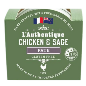 L'Authentique Chicken & Sage Pate | Auckland Grocery Delivery Get L'Authentique Chicken & Sage Pate delivered to your doorstep by your local Auckland grocery delivery. Shop Paddock To Pantry. Convenient online food shopping in NZ | Grocery Delivery Auckland | Grocery Delivery Nationwide | Fruit Baskets NZ | Online Food Shopping NZ A succulent Chicken and Sage Pate made in France. This Pate is Gluten and Dairy-Free. Get it delivered 7 days with Auckland Grocery Delivery.