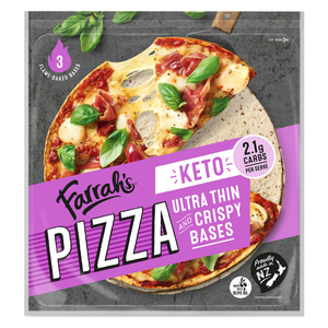 Farrahs Keto Pizza Base | Auckland Grocery Delivery Get Farrahs Keto Pizza Base delivered to your doorstep by your local Auckland grocery delivery. Shop Paddock To Pantry. Convenient online food shopping in NZ | Grocery Delivery Auckland | Grocery Delivery Nationwide | Fruit Baskets NZ | Online Food Shopping NZ Farrah’s Keto Pizza Bases are here to save the day! Soft, thin, and perfectly crispy when baked, they’re the ideal base for all your favourite toppings. 