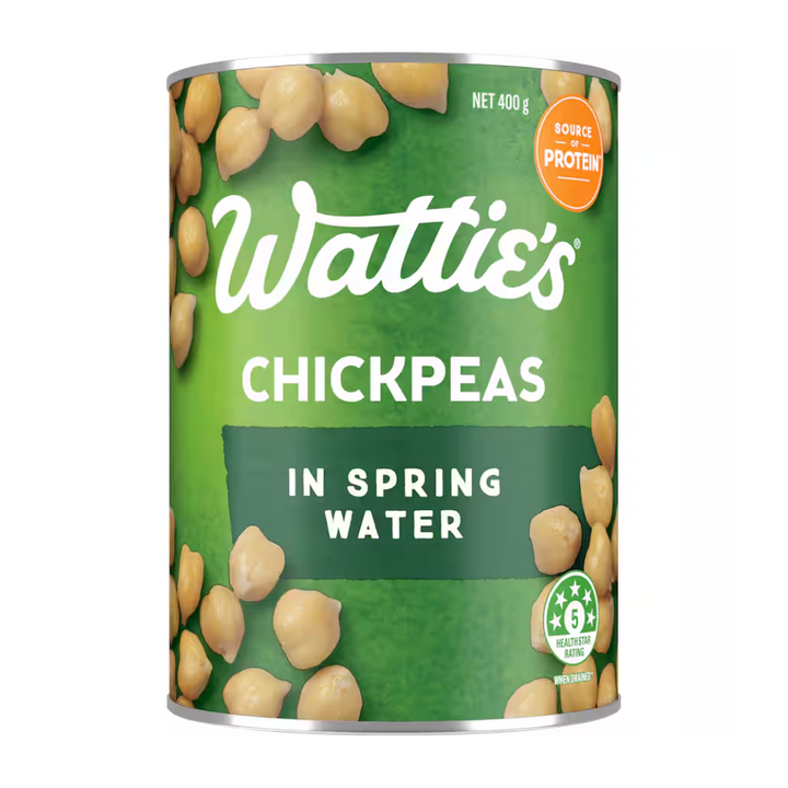 Watties Chickpeas 400g | Auckland Grocery Delivery Get Watties Chickpeas 400g delivered to your doorstep by your local Auckland grocery delivery. Shop Paddock To Pantry. Convenient online food shopping in NZ | Grocery Delivery Auckland | Grocery Delivery Nationwide | Fruit Baskets NZ | Online Food Shopping NZ Indulge in the premium taste of Wattie's Chickpeas in Springwater. Perfect for elevating your soups and stews with a delicious and nutritious meat alternative.