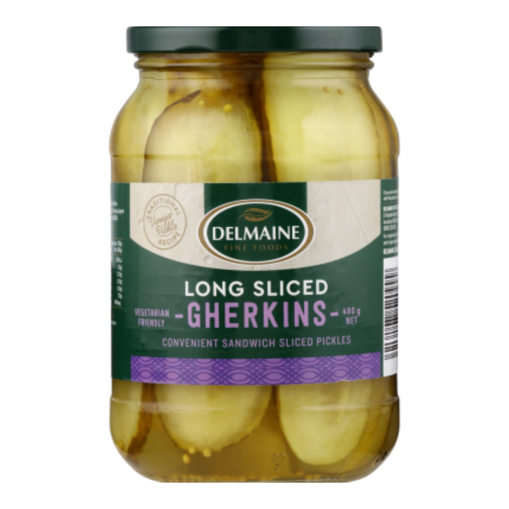 Delmaine Long Sliced Gherkins | Auckland Grocery Delivery Get Delmaine Long Sliced Gherkins delivered to your doorstep by your local Auckland grocery delivery. Shop Paddock To Pantry. Convenient online food shopping in NZ | Grocery Delivery Auckland | Grocery Delivery Nationwide | Fruit Baskets NZ | Online Food Shopping NZ Delmaine Long Sliced Gherkins 480g are tangy and crunchy pickle slices that add a burst of flavor to any dish. Delivered to your doorstep with Auckland grocery delivery from Paddock To Pa