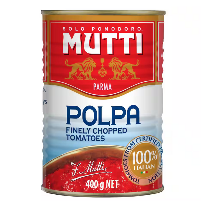 Mutti Polpa Finely Chopped Tomatoes 400g | Auckland Grocery Delivery Get Mutti Polpa Finely Chopped Tomatoes 400g delivered to your doorstep by your local Auckland grocery delivery. Shop Paddock To Pantry. Convenient online food shopping in NZ | Grocery Delivery Auckland | Grocery Delivery Nationwide | Fruit Baskets NZ | Online Food Shopping NZ Italian Finely Chopped Tomatoes 400g delivered to your doorstep with Auckland grocery delivery from Paddock To Pantry. Convenient online food shopping in NZ