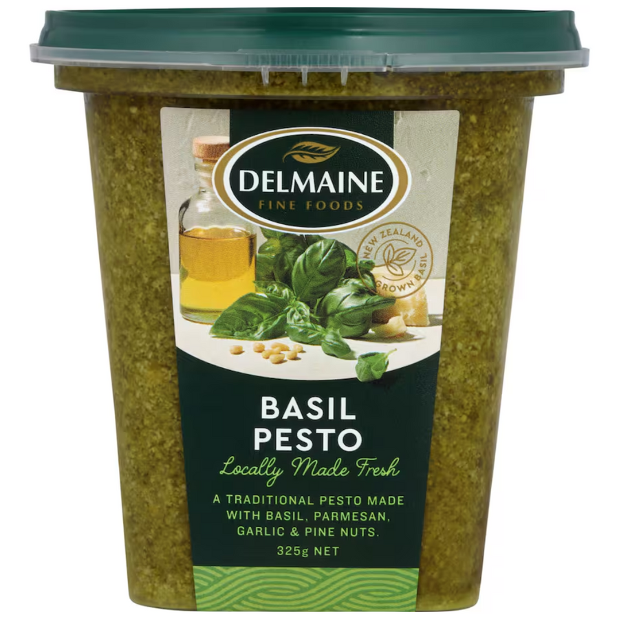 Delmaine Basil Pesto | Auckland Grocery Delivery Get Delmaine Basil Pesto delivered to your doorstep by your local Auckland grocery delivery. Shop Paddock To Pantry. Convenient online food shopping in NZ | Grocery Delivery Auckland | Grocery Delivery Nationwide | Fruit Baskets NZ | Online Food Shopping NZ Delmaine Basil Pesto Pesto is an Italian staple and Delmaine Fresh Basil Pesto is based on the classic recipe from Genoa.