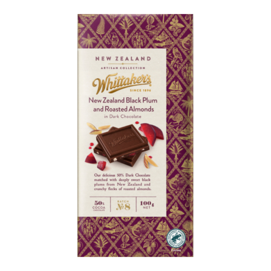 Whittakers Black Doris Plum Artisan Collection | Auckland Grocery Delivery Get Whittakers Black Doris Plum Artisan Collection delivered to your doorstep by your local Auckland grocery delivery. Shop Paddock To Pantry. Convenient online food shopping in NZ | Grocery Delivery Auckland | Grocery Delivery Nationwide | Fruit Baskets NZ | Online Food Shopping NZ Whittaker’s Black Doris Plum in Dark Chocolate is a rich blend of 50% dark chocolate and the sweet-tangy flavour of Black Doris plums.