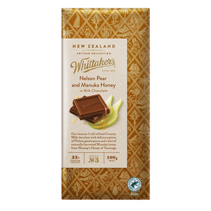 Whittakers Nelson Pear and Manuka Honey 100g | Auckland Grocery Delivery Get Whittakers Nelson Pear and Manuka Honey 100g delivered to your doorstep by your local Auckland grocery delivery. Shop Paddock To Pantry. Convenient online food shopping in NZ | Grocery Delivery Auckland | Grocery Delivery Nationwide | Fruit Baskets NZ | Online Food Shopping NZ Whittaker’s Nelson Pear & Manuka Honey in Milk Chocolate is a smooth and fruity delight. Get delicious chocolate to your door with Paddock to Pantry