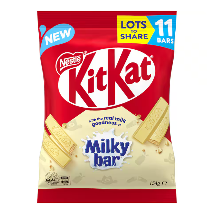 KIT KAT White MilkyBar Funpack 154g | Auckland Grocery Delivery Get KIT KAT White MilkyBar Funpack 154g delivered to your doorstep by your local Auckland grocery delivery. Shop Paddock To Pantry. Convenient online food shopping in NZ | Grocery Delivery Auckland | Grocery Delivery Nationwide | Fruit Baskets NZ | Online Food Shopping NZ Buy KIT KAT White MilkyBar Funpack 154g at Paddock to Pantry – your online supermarket for chocolate delivery and express grocery service NZ-wide.