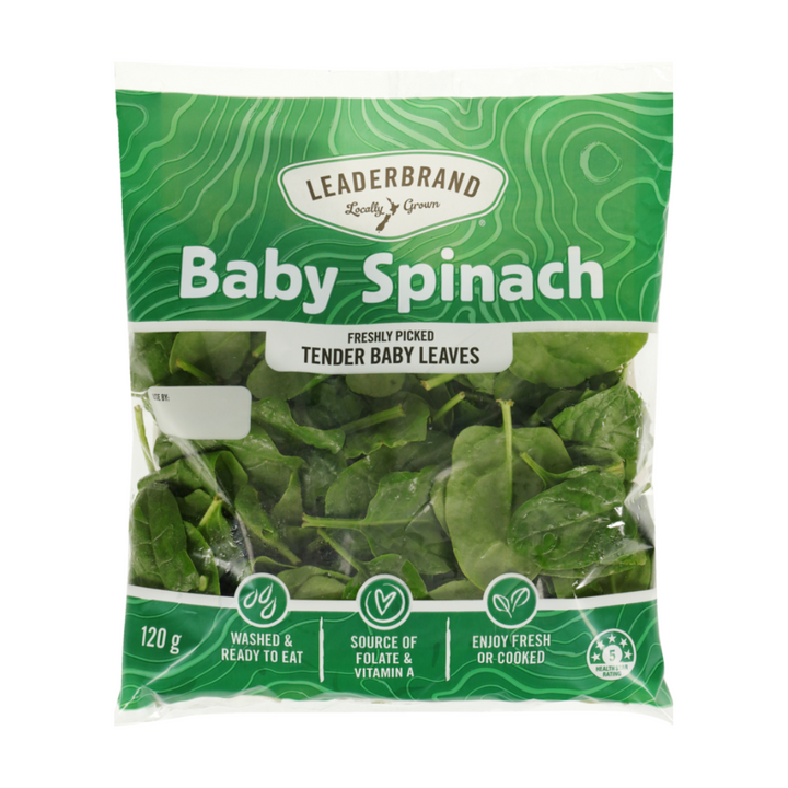 Leader Brand Spinach Bag 120g | Auckland Grocery Delivery Get Leader Brand Spinach Bag 120g delivered to your doorstep by your local Auckland grocery delivery. Shop Paddock To Pantry. Convenient online food shopping in NZ | Grocery Delivery Auckland | Grocery Delivery Nationwide | Fruit Baskets NZ | Online Food Shopping NZ Introducing the Spinach Bag - the perfect solution for keeping your greens fresh! Say goodbye to wilted leaves and hello to crisp salads. | Paddock to Pantry