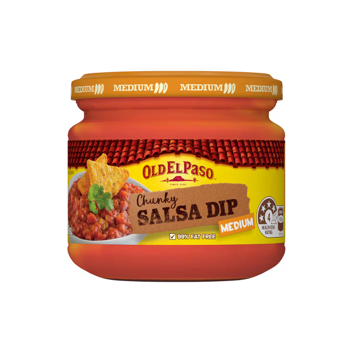 Old El Paso Chunky Salsa Dip Medium 312g | Auckland Grocery Delivery Get Old El Paso Chunky Salsa Dip Medium 312g delivered to your doorstep by your local Auckland grocery delivery. Shop Paddock To Pantry. Convenient online food shopping in NZ | Grocery Delivery Auckland | Grocery Delivery Nationwide | Fruit Baskets NZ | Online Food Shopping NZ This delicious dip is packed with the authentic flavours of Mexico, featuring chunky, juicy tomatoes and sweet green capsicums. Available at Paddock to Pantry. 