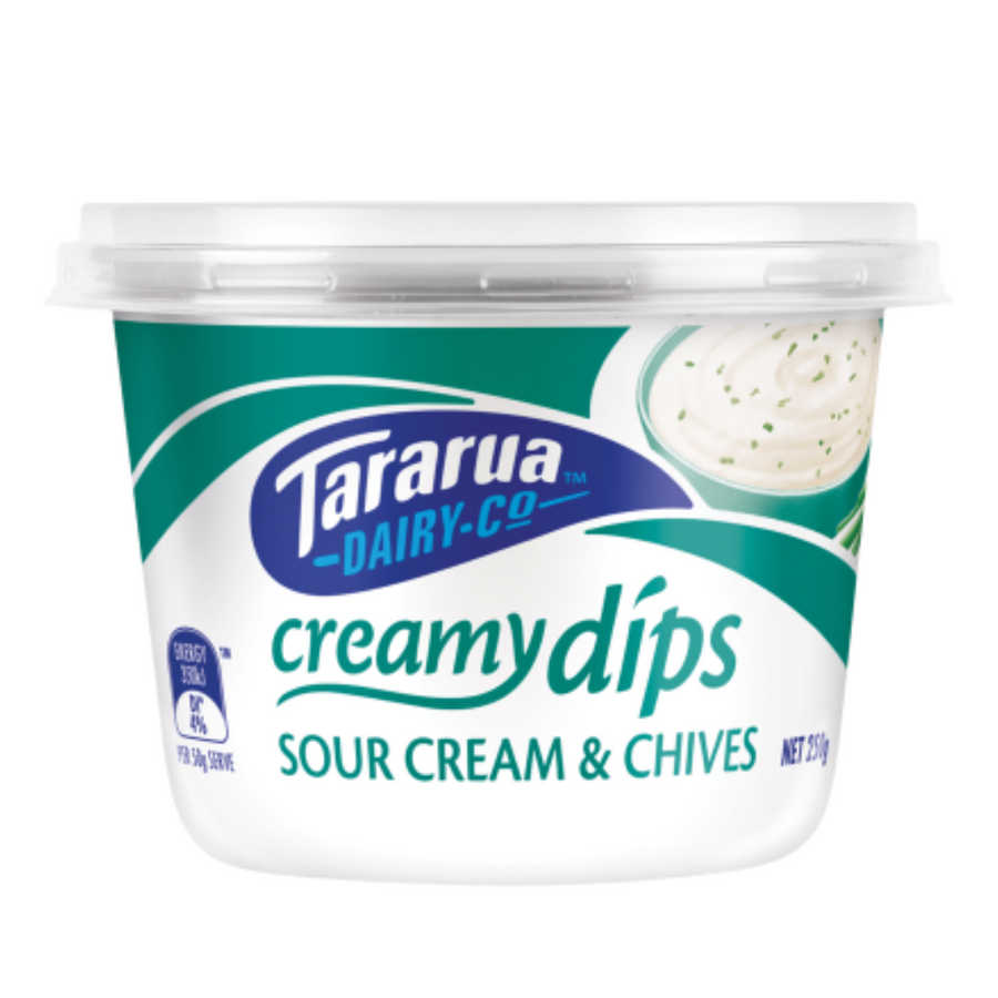 Tararua Sour Cream & Chives Dip 250g | Auckland Grocery Delivery Get Tararua Sour Cream & Chives Dip 250g delivered to your doorstep by your local Auckland grocery delivery. Shop Paddock To Pantry. Convenient online food shopping in NZ | Grocery Delivery Auckland | Grocery Delivery Nationwide | Fruit Baskets NZ | Online Food Shopping NZ Tararua Sour Cream & Chives Dip 250g is a creamy and flavourful delight, perfect for any occasion. Nationwide Grocery Delivery.