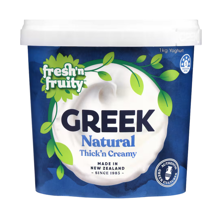Fresh 'n Fruity Greek Yoghurt 1kg | Auckland Grocery Delivery Get Fresh 'n Fruity Greek Yoghurt 1kg delivered to your doorstep by your local Auckland grocery delivery. Shop Paddock To Pantry. Convenient online food shopping in NZ | Grocery Delivery Auckland | Grocery Delivery Nationwide | Fruit Baskets NZ | Online Food Shopping NZ Fresh & Fruity Greek Yoghurt is great for a healthy snack, Get it delivered Auckland wide at Paddock to Pantry